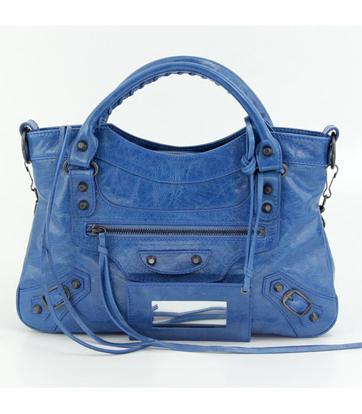 Balenciaga Motorcycle City Mini Bag Blue Sea (rame Chiodi)